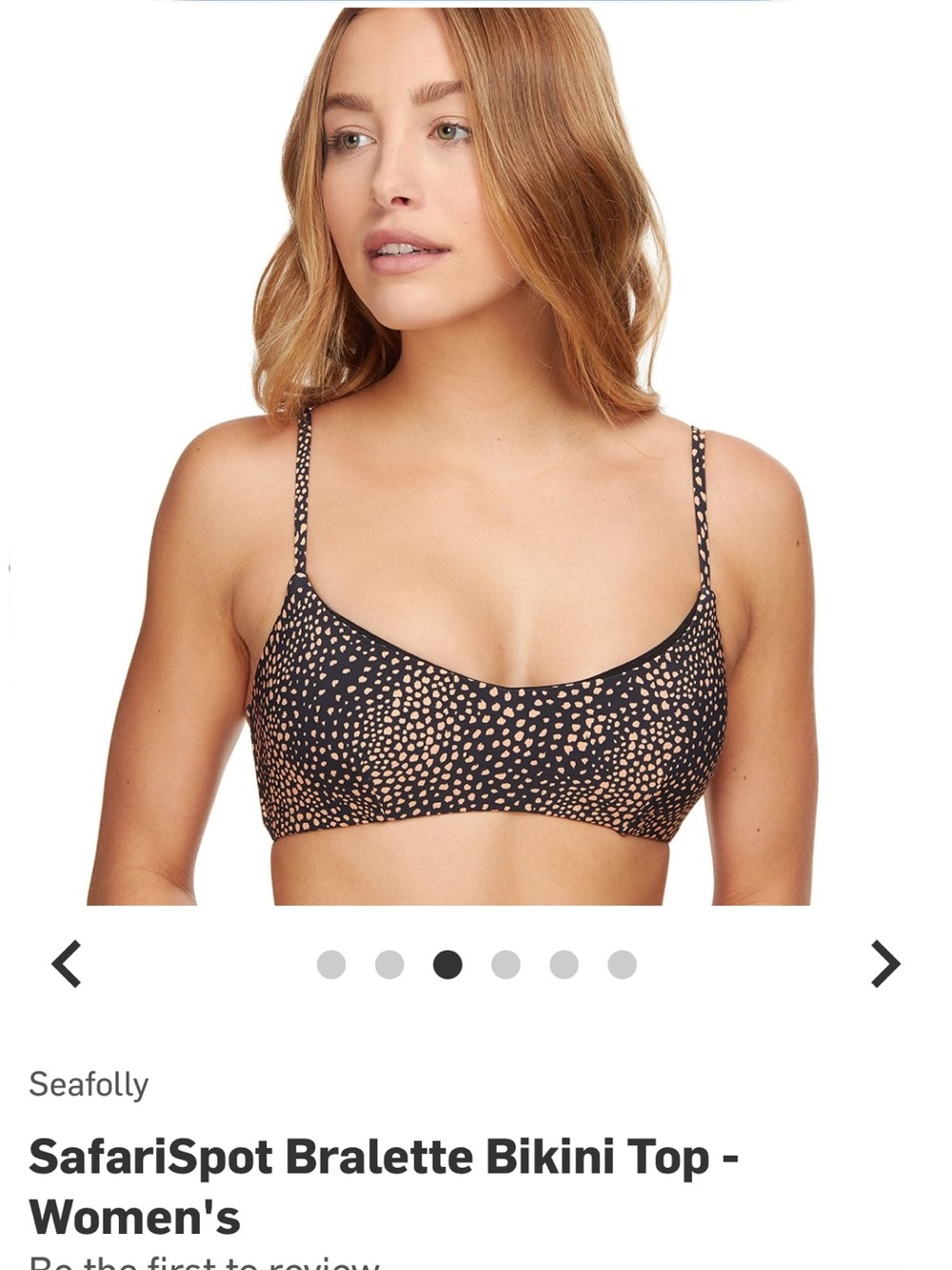 NWOT Seafolly SafariSpot Bralette Black Bikini with Animal Print, AUS 12, US8